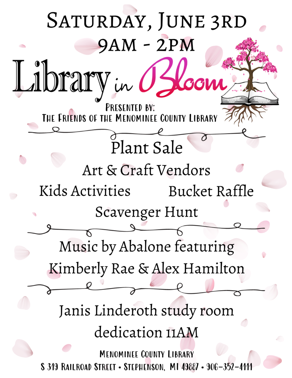 Library in Bloom plant sale sign